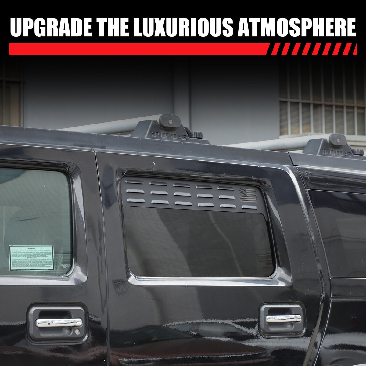 USA Flag Rear Window Vent Louver Shutter Cover Trim for Hummer H2 2003-2009 17