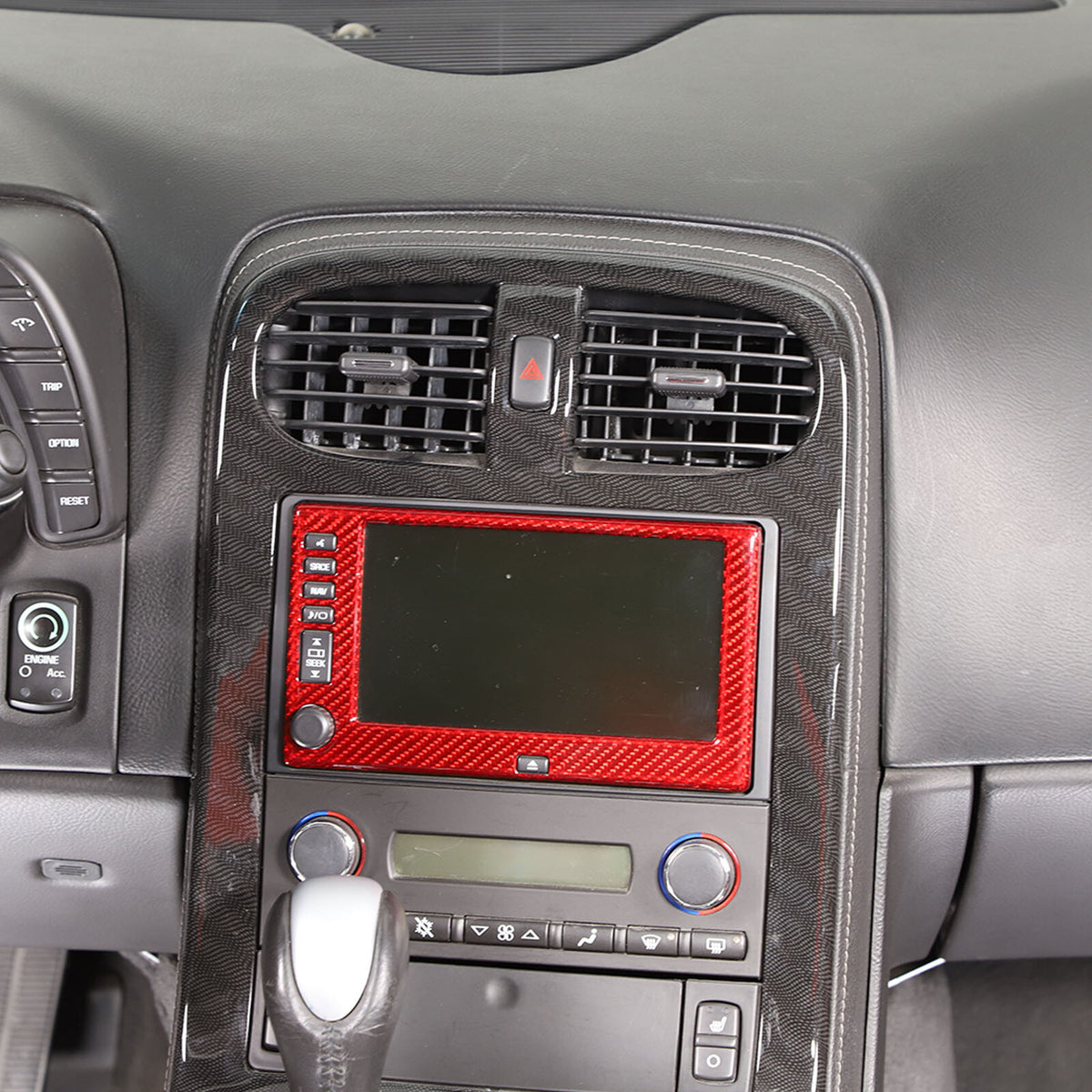 Red Real Carbon Fiber Center Navigation Screen Trim Cover For Corvette C6 05-13 4