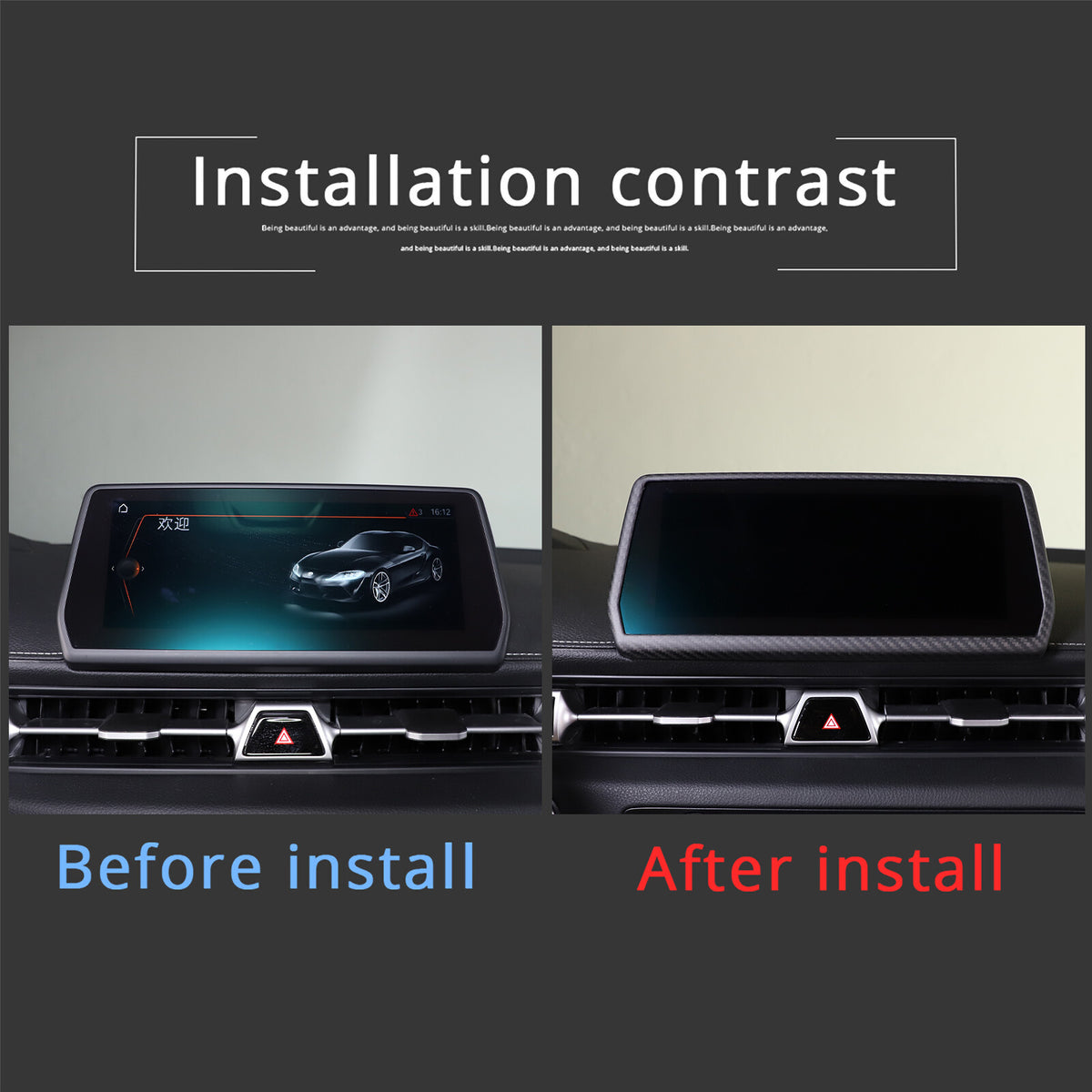 Matte Real Carbon Fiber Touch Display Navigation Screen Cover For Toyota Supra 7