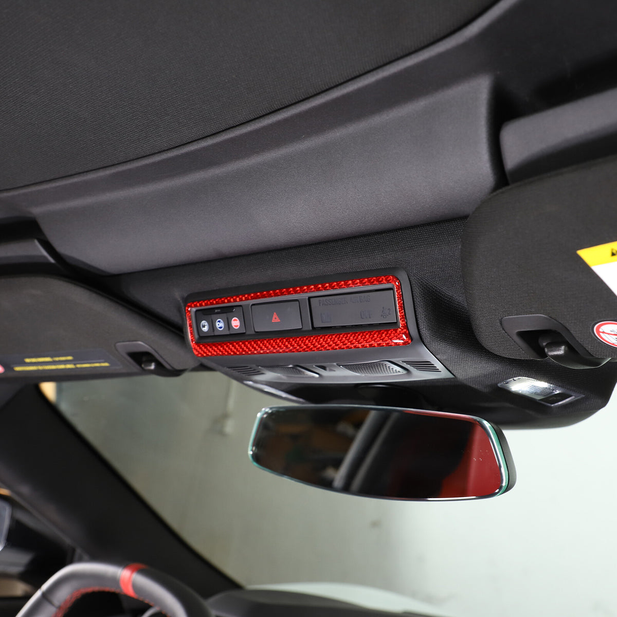 Red Soft Carbon Fiber Interior Decor Trim Kit Cover Set For Corvette C8 20-25 51