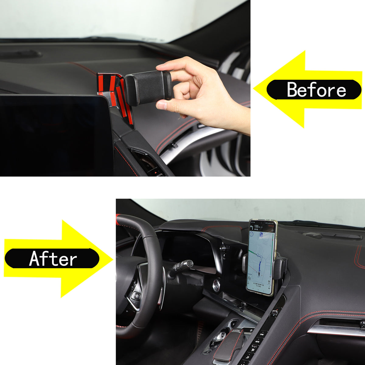 Center Console Interior Dashboard Phone Holder Mount Bracket For Corvette C8 20+ 31