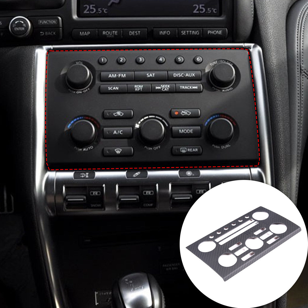 Matte Carbon Fiber Center control volume panel Trim For Nissan GTR R35 2008-16 1