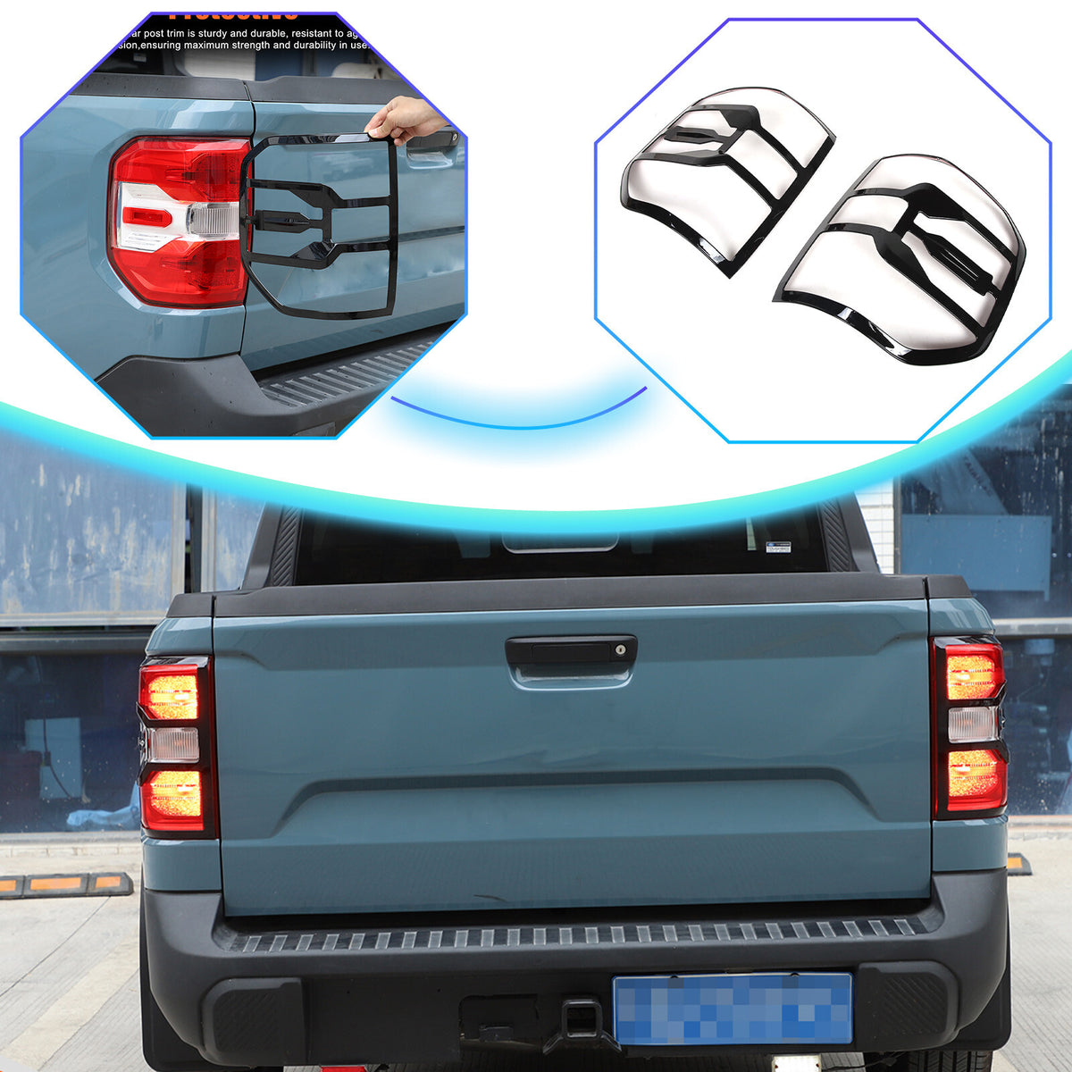 Glossy Black Rear Taillight Trim Cover Bezel For FORD Maverick 2022-2023 US 1