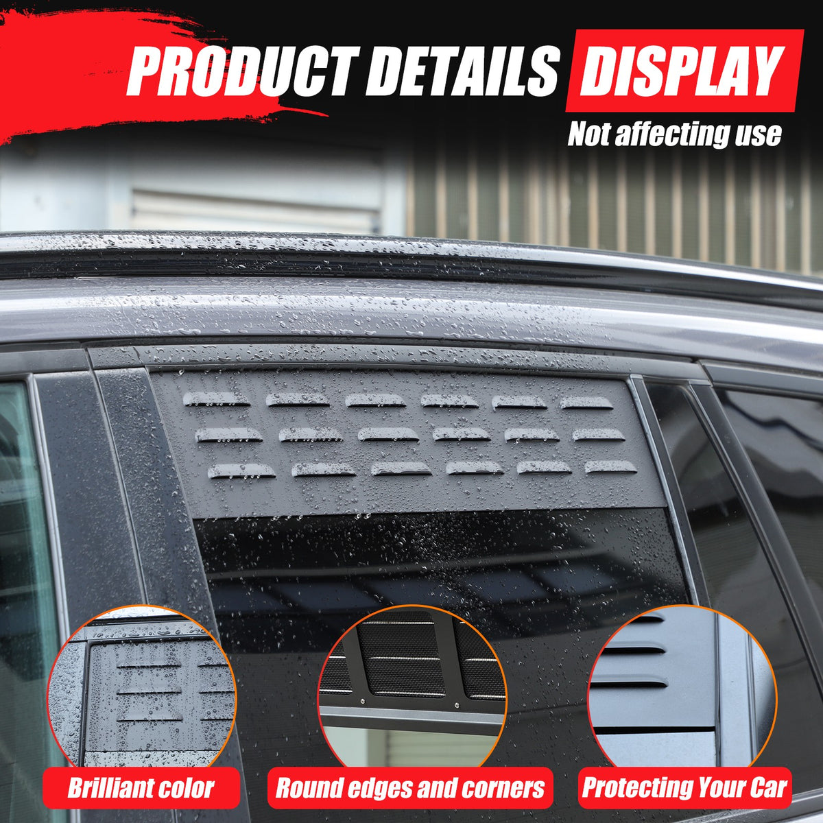 Aluminum Rear Door Window Louver Air Vent Panel Trim For Honda Pilot 2016-2022 12
