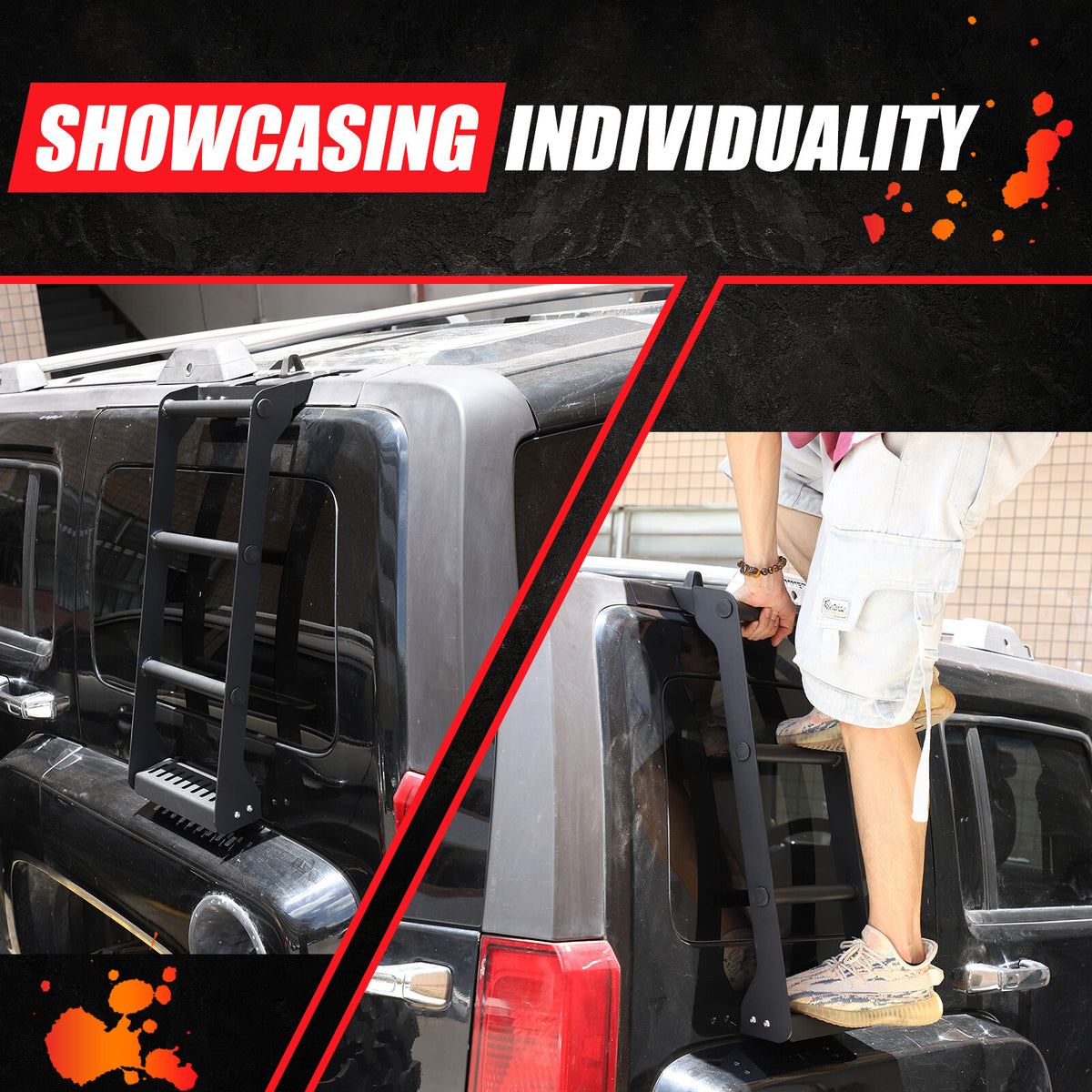 Alloy Black Ladder Luggage basket Side Ladder Climb For Hummer H3 2005-09 US 20