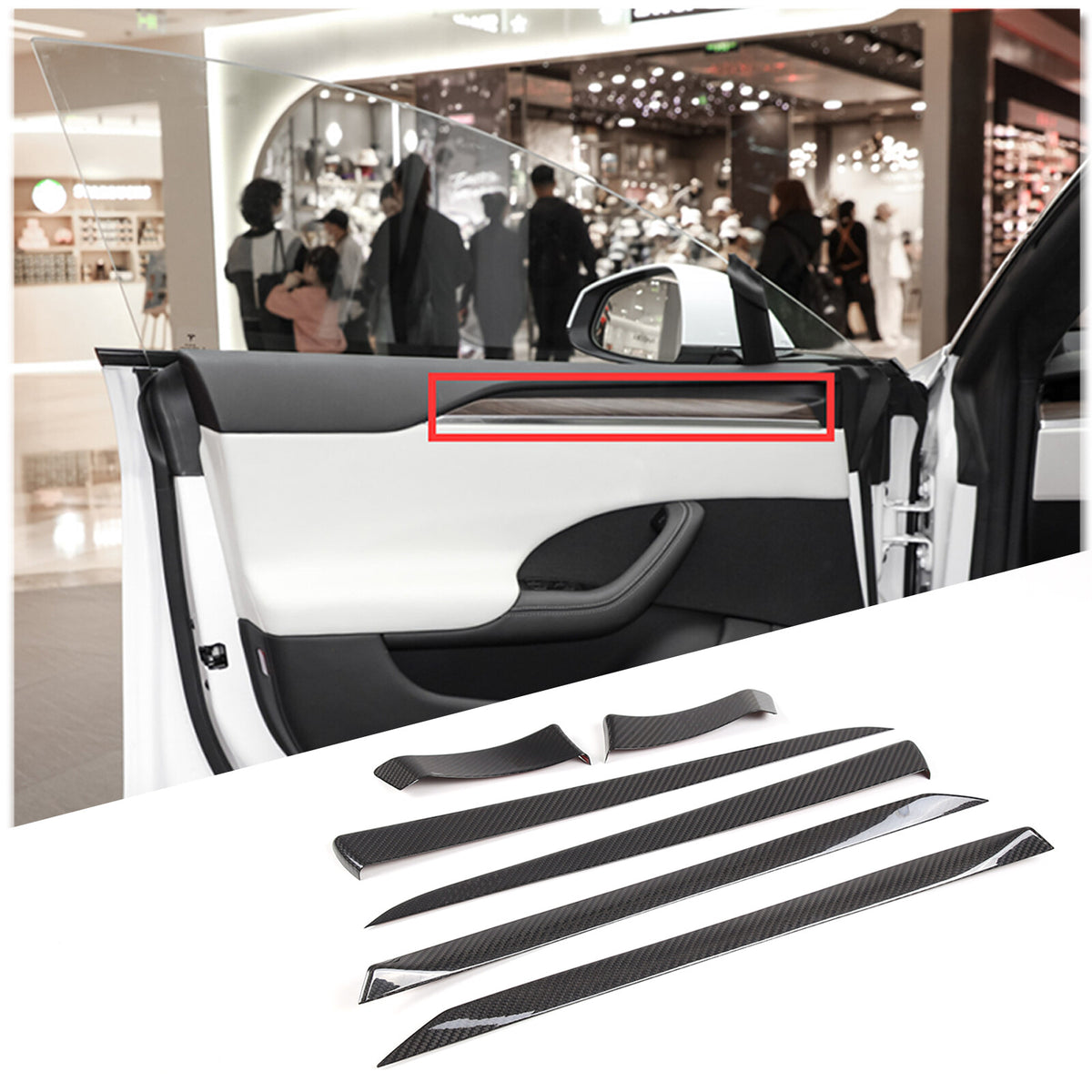 Real Dry Carbon Fiber Center Console Interior Trim Cover For Tesla Model S 23+ 46