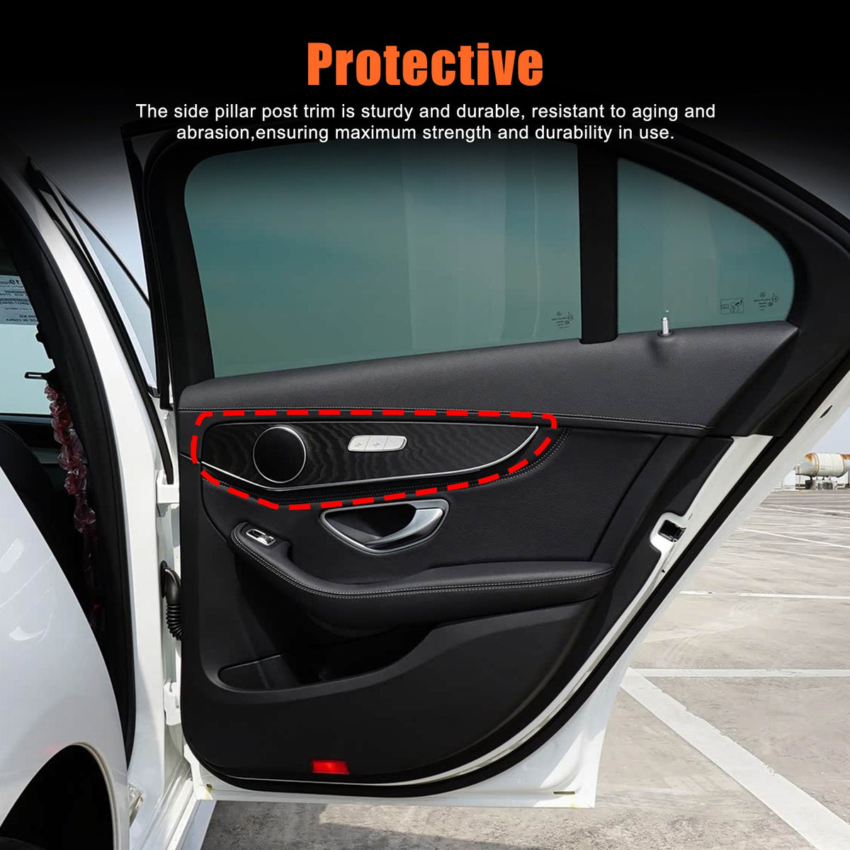 Oak Wood Grain ABS Interior Door Panel Trim For Benz C-Class W205 2015-2021 US 5
