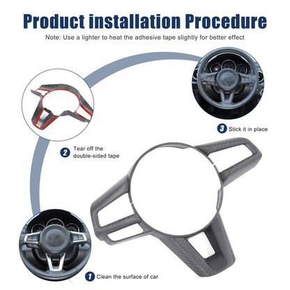 Matte Real Carbon Fiber Steering Wheel Button Trim For Mazda MX-5 Miata 16-25 19