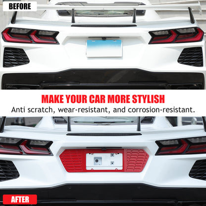 Red Alloy Rear License Plate Filler Frame Trim Cover For Corvette C8 2020-25 US 19