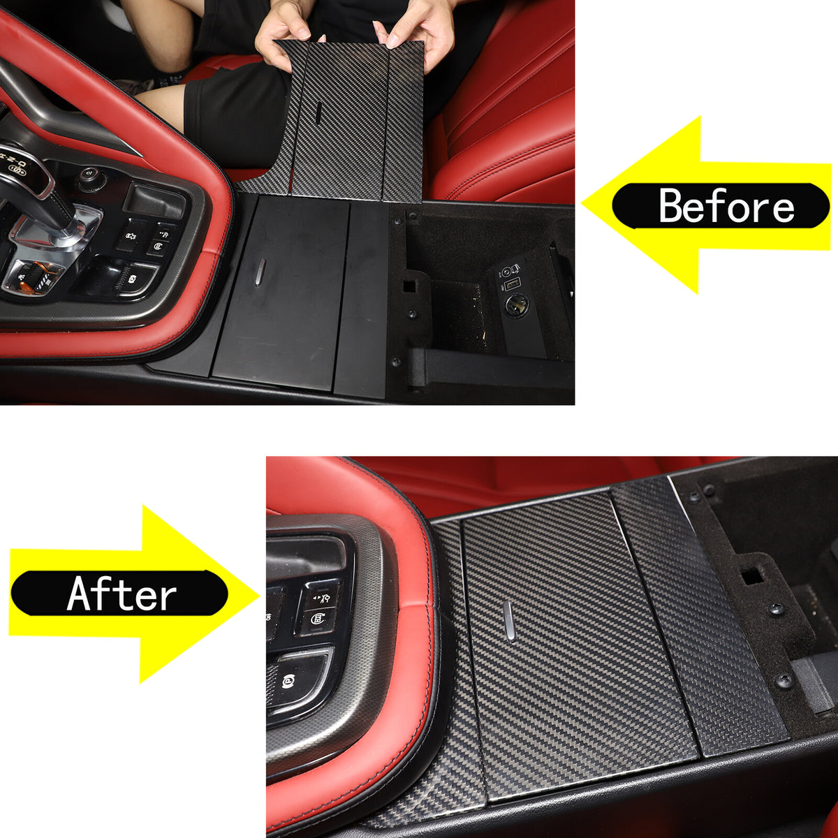 Real Carbon Fiber Interior Center Console Panel Trim For Jaguar F-TYPE 2013-24 3