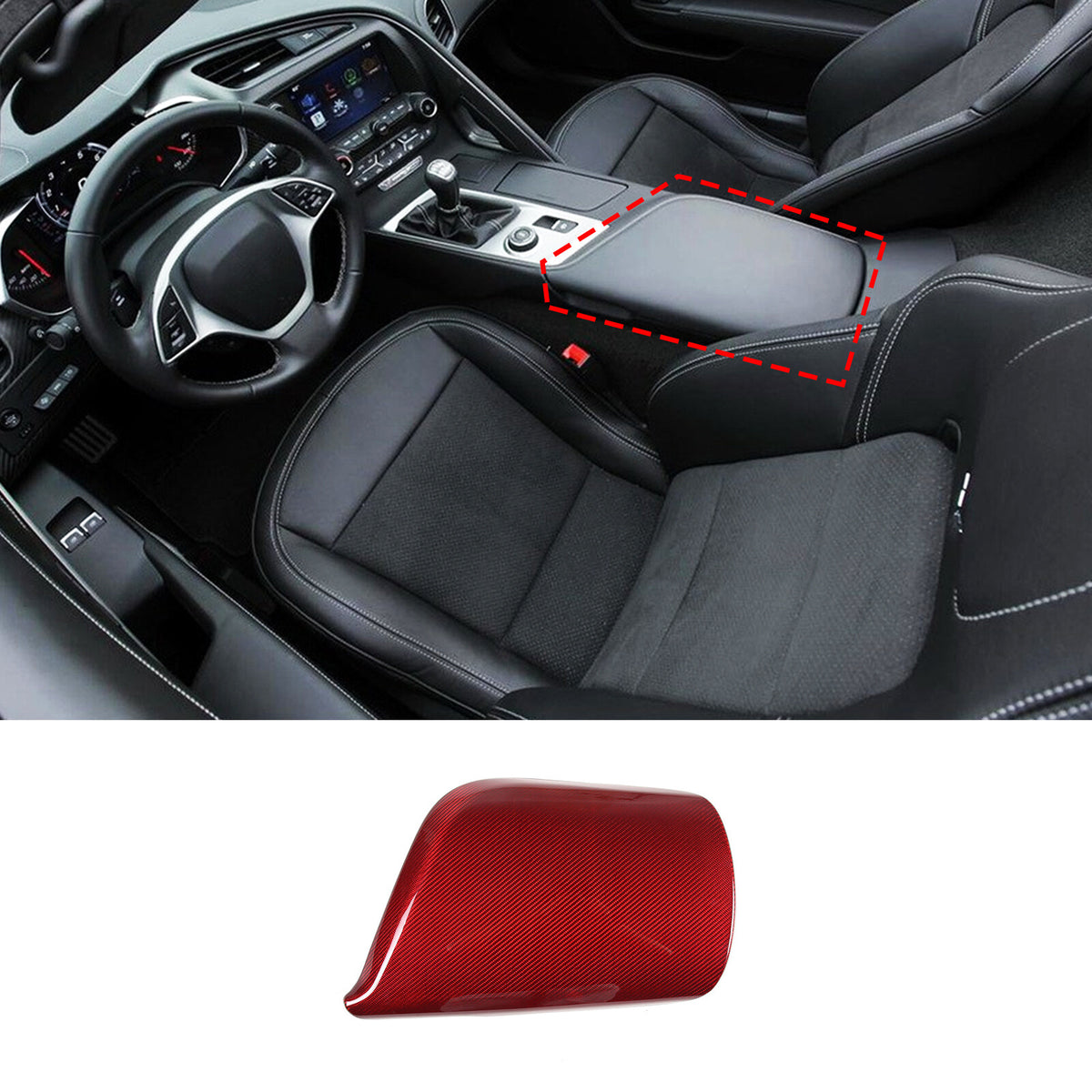 Red Real Carbon Fiber Interior Center Full Trim Set Kit For Corvette C7 2014-19 - Variants 1-5 15