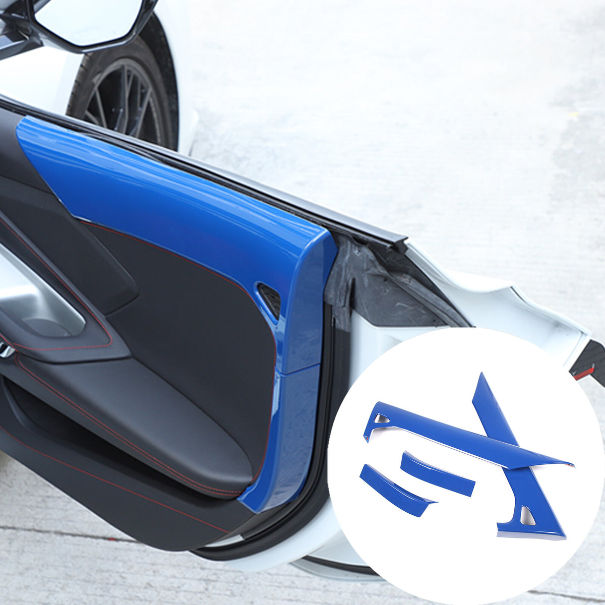 Blue ABS Inner Interior Door Panel Cover Trim For Corvette C8 Z51 Z06 2020-26 22