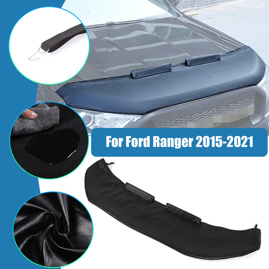 Black Car Bonnet Hood Bra Protector Mask Cover For Ford Ranger 2015-2021 1