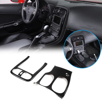 Glossy Black ABS Interior Full Center Console Trim Set For Corvette C6 2005-13 1