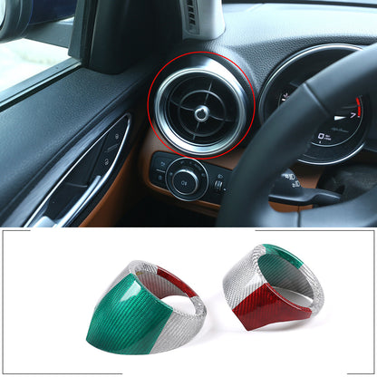 Carbon Fiber Side Air Vent Outlet Cover Trim For Alfa Romeo Giulia17-20 1