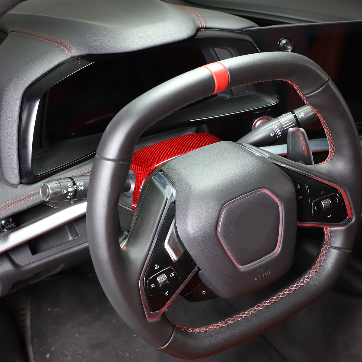 Red Real Carbon Fiber Interior Trim for Corvette C8 20-25 115