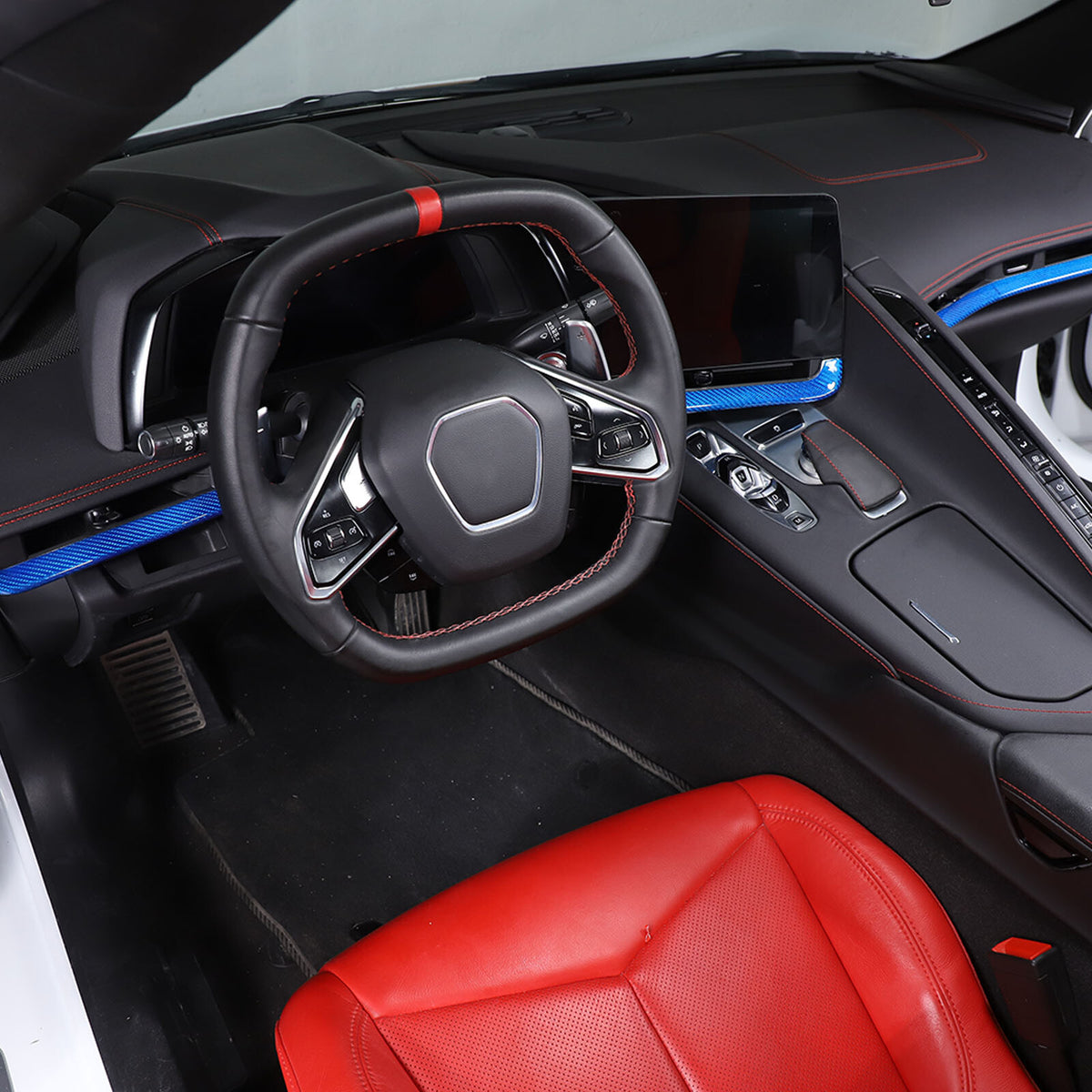 Blue Real Carbon Fiber Full Interior Set Decor Trim Kit for Corvette C8 20-25 - Variants 6-10 61