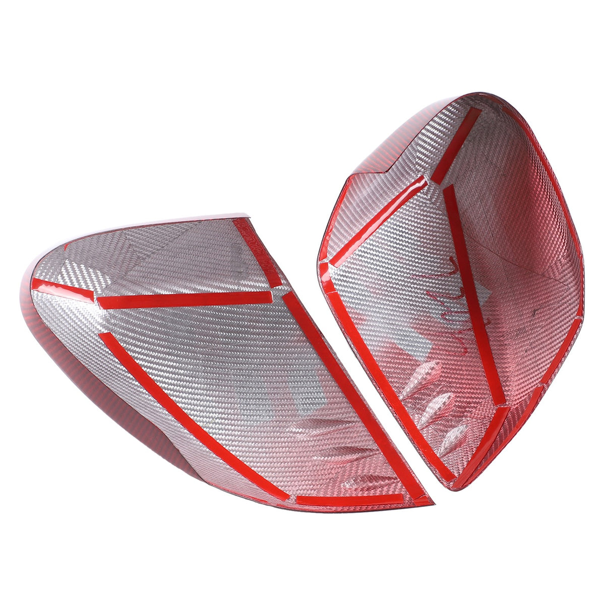 Red Real Carbon Fiber Side Mirror Cover Trim W/Air Vent For Corvette C8 2020+ 11