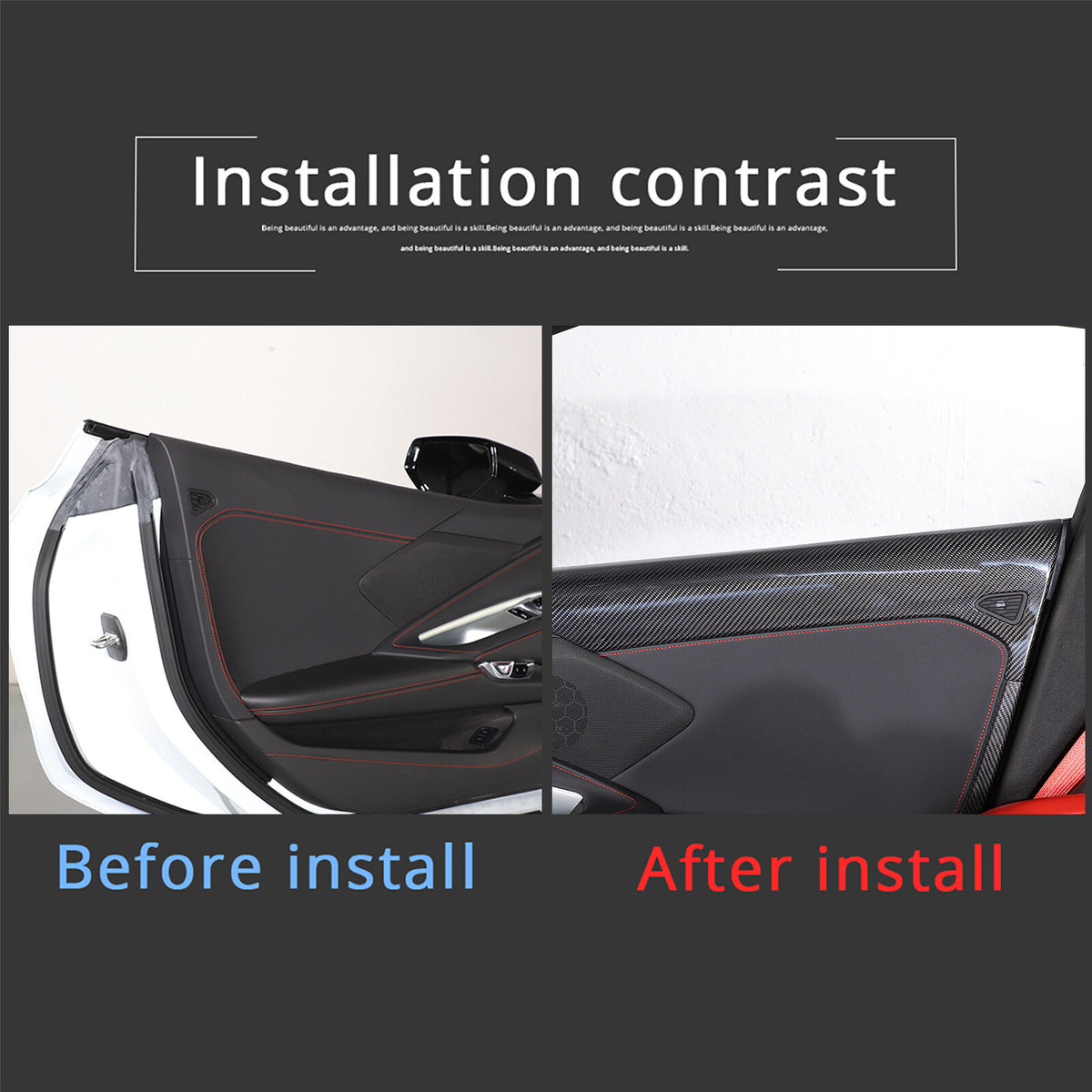 Real Carbon Fiber Inner Interior Door Panel Cover Trim For Corvette C8 2020-26 22