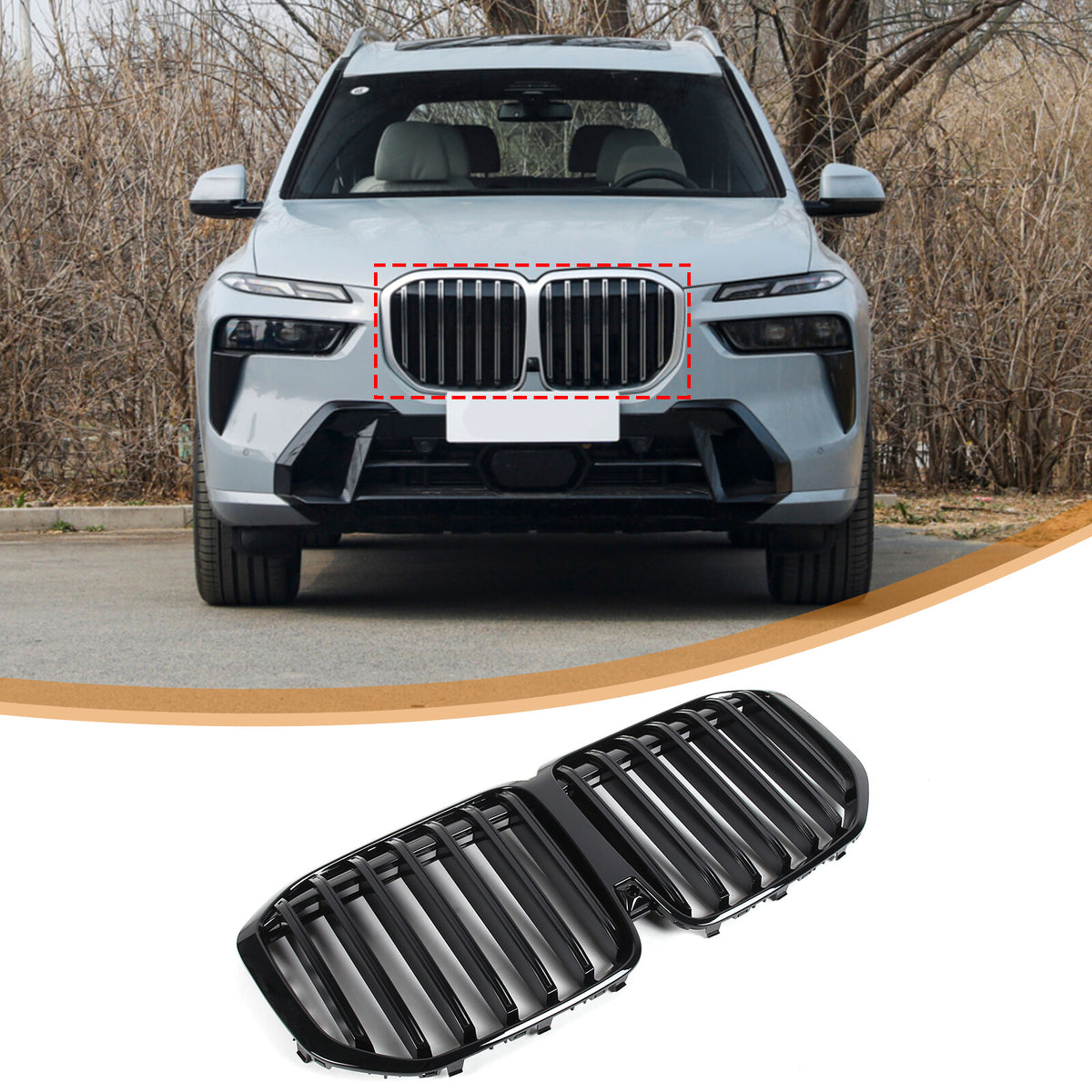 Glossy Black Car Front Bumper Line Kidney Grille Grill For BMW X7 G07 2023-2024 9