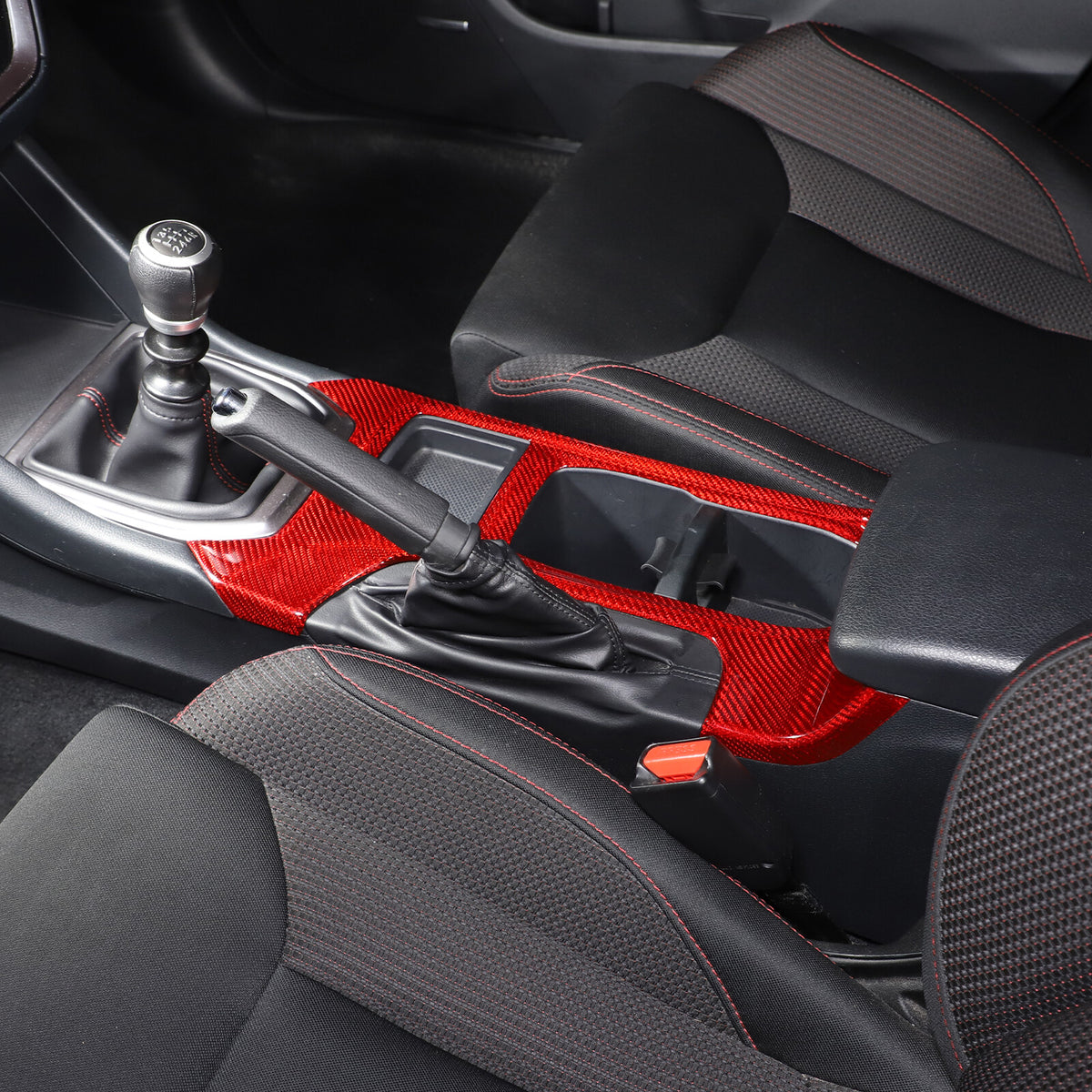 Red Real Carbon Fiber Center Console Cup Holder Trim For Subaru WRX VB 2022+ MT 17