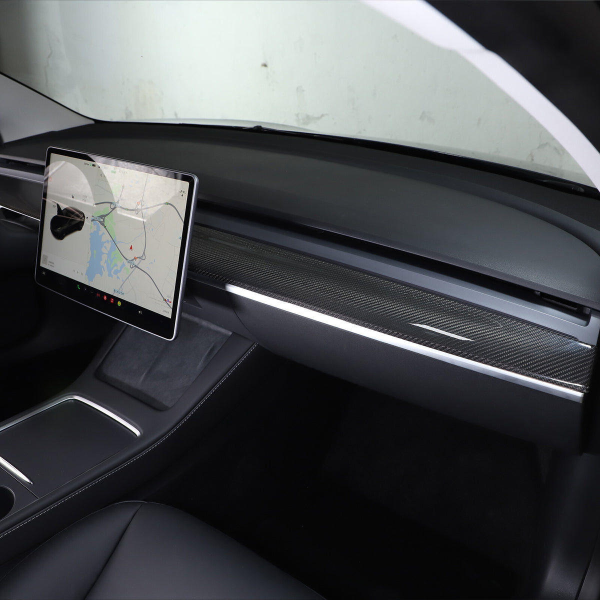 For Tesla Model 3 Y 2016-2023 Dashboard Cover Real Carbon Fiber Panel Trim Cover 4