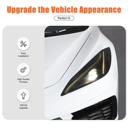 Smoked Blackout Headlight Lamp Cover Bezel Overlay Trim For Corvette C8 2020-26 23