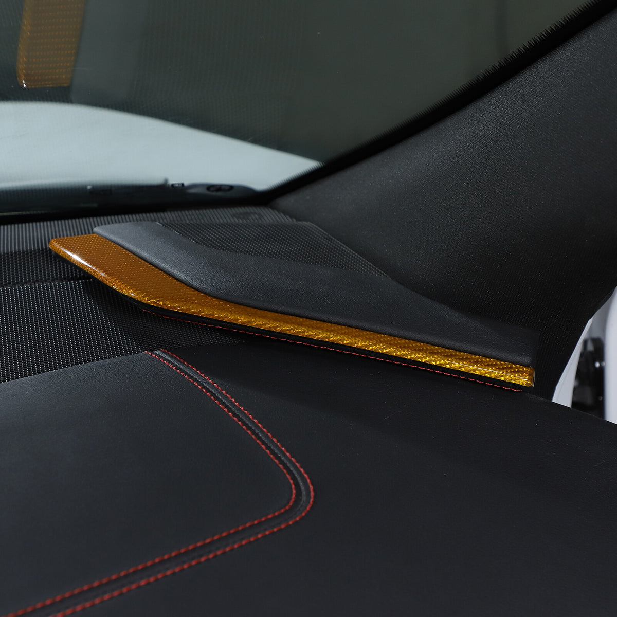 Yellow Carbon Fiber Console Side Dashboard Trim Strip For Corvette C8 20-25 7