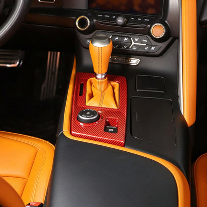 Red Real Carbon Fiber Gear Shift Trim Cover For Corvette C7 2014-2019 15