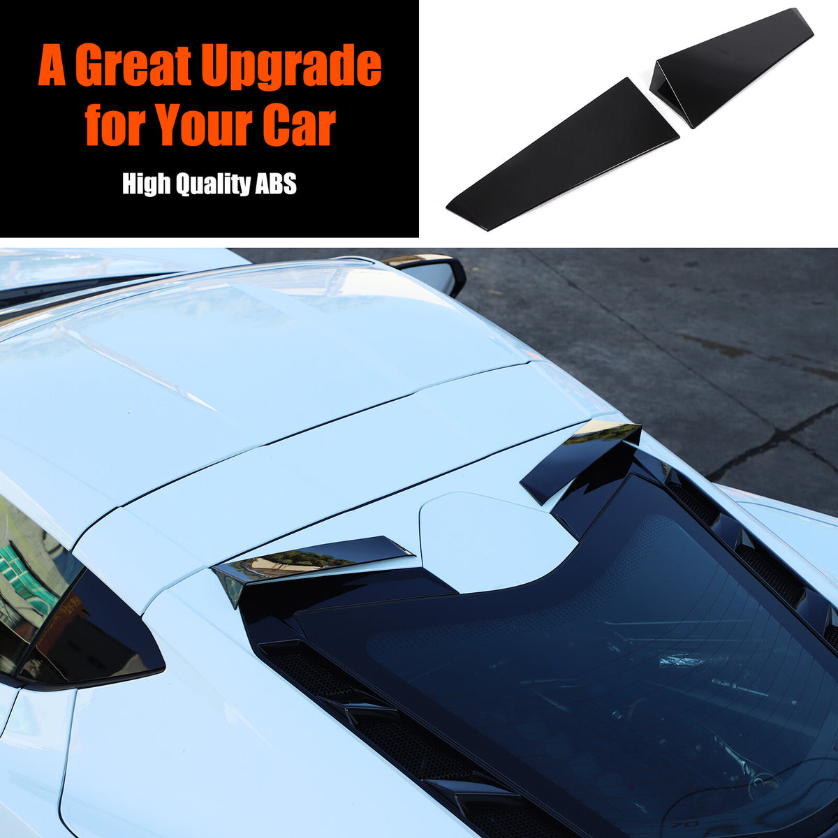 Glossy Black anti-wind buffeting deflector Trim For Corvette C8 Coupe 2026 US 9