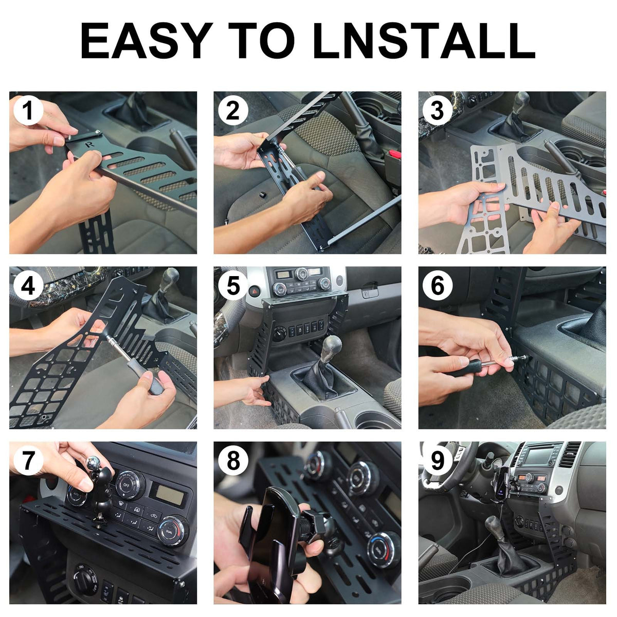 Wireless Center Molle Panel Digital Device Mount For Nissan Frontier D40 2009-17 9