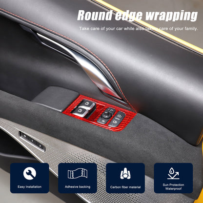 Red Real Carbon fiber Window Lift Switch Button Trim For Lotus EMIRA 2021-2025 6