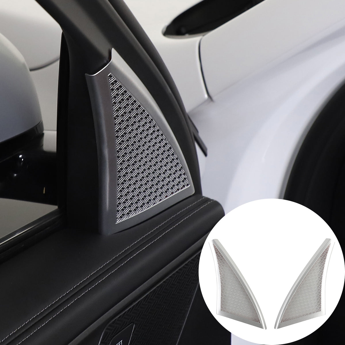 Silver Steel Front& Rear Door & Audio Speaker Tweeter Mesh Cover For BMW X1 23+ 16