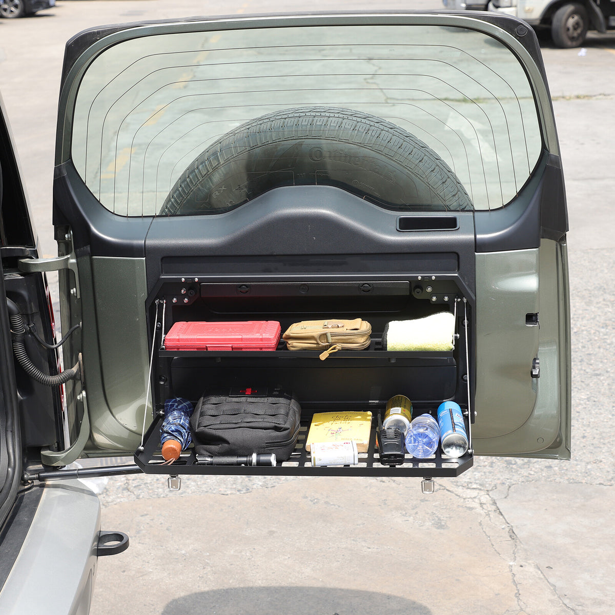Alloy Rear Tailgate Shelf Rack Foldable Table For Land Rover Defender 2020-24 US 17
