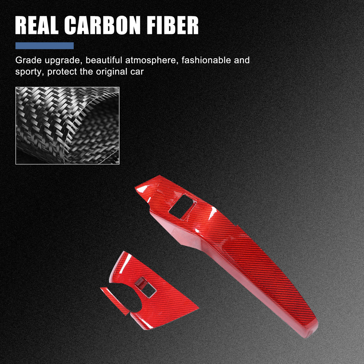 Red Carbon Fiber Window Lift Button Panel Cover Trim For Corvette C7 2014-2019 9
