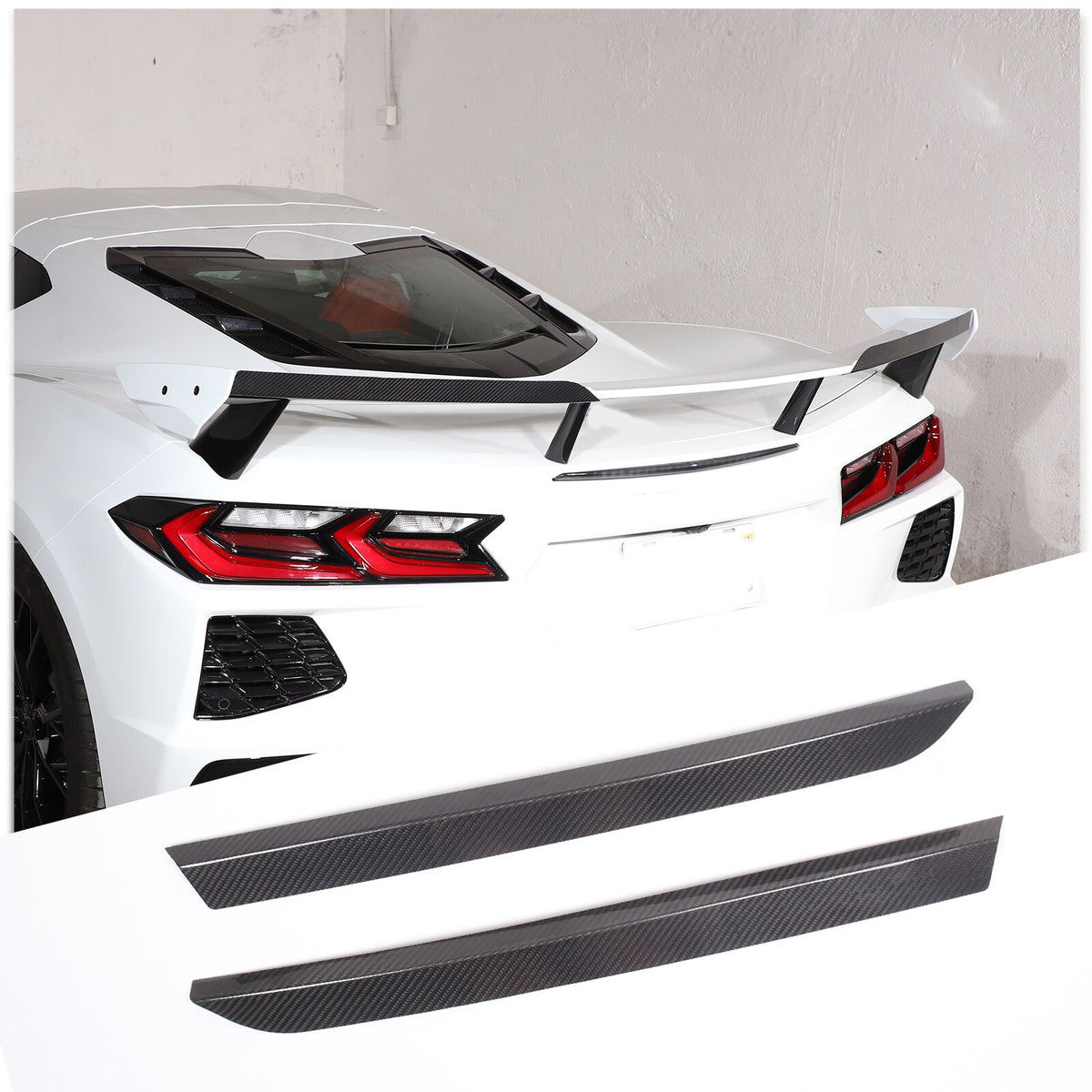 For 2020-26 Corvette C8 Carbon Fiber High Wing Spoiler Add-On Wickers Bill 2