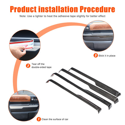 Black Wood Grain ABS Door Armrest Lower Trim For Toyota Tundra 2014‑2020 3