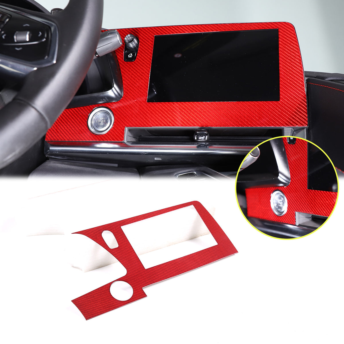 Red Real Carbon Fiber Full Interior Set Decor Trim Kit for Corvette C8 20-25 - Styles 41-45 22
