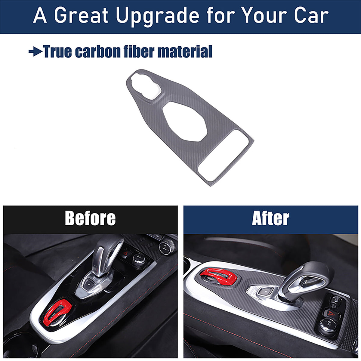 Matte Real Carbon Fiber Center Gear Shift Cover Trim For Lotus EMIRA V6 AT 21-25 16