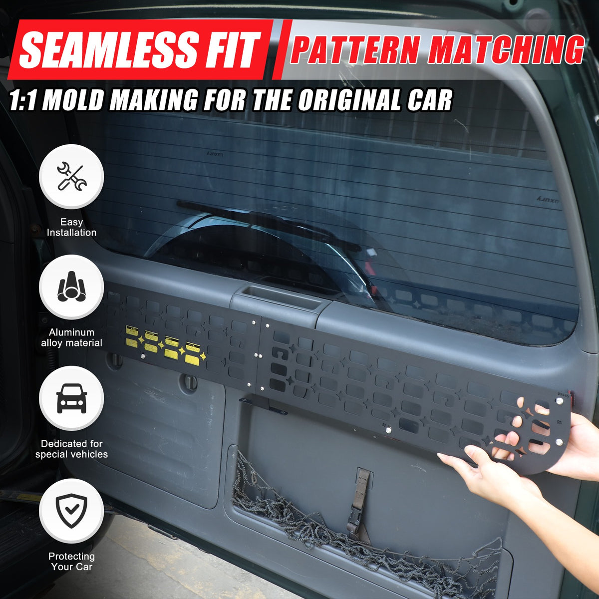 Rear Window Storage Barrier Molle Panel For Toyota Prado 2003-2009 9