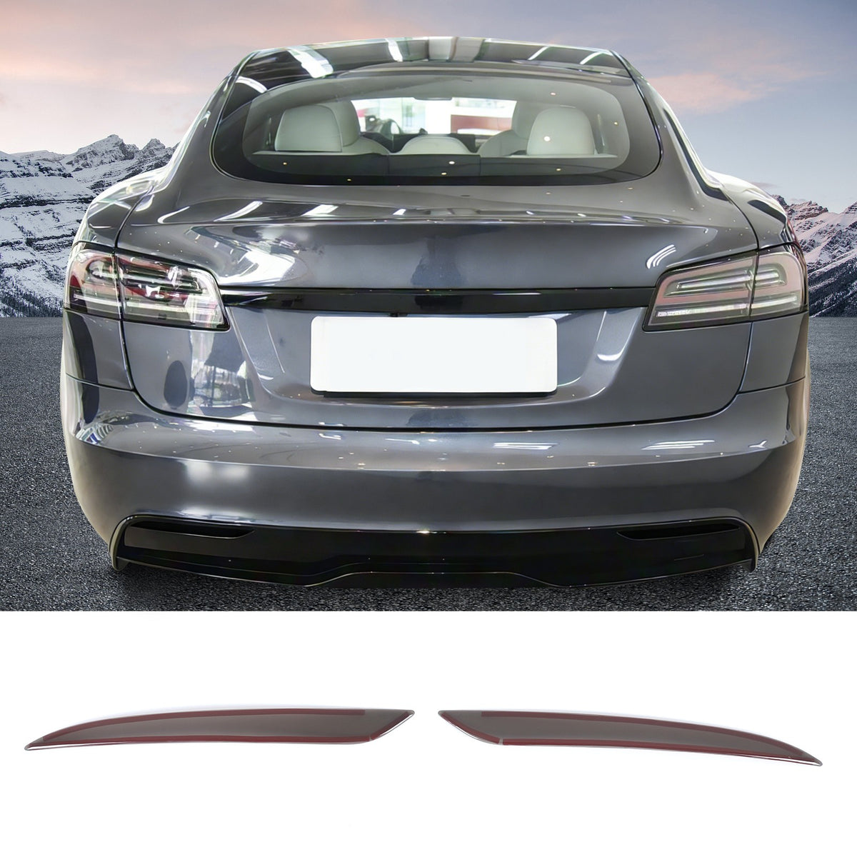 Smoked Black Rear Fog Tail Light Lamp Decor Cover Trim For Tesla Model S 2017+ 13