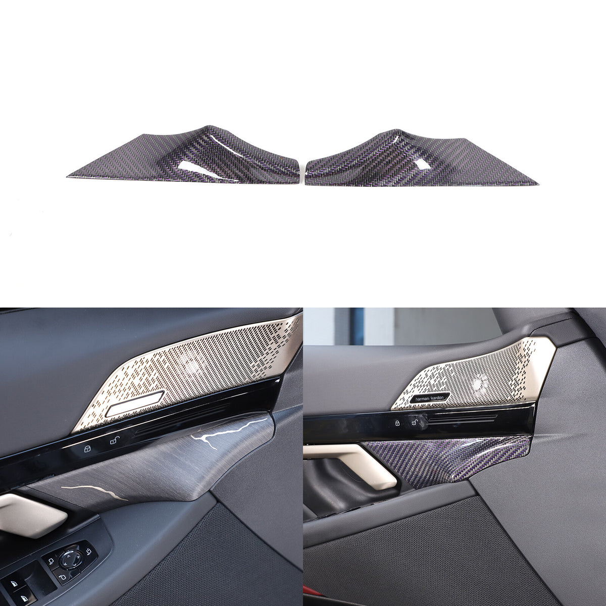 Real Carbon Fiber Interior Door Handle Panel Cover Trim For BMW 5 Series G60 24+ 3