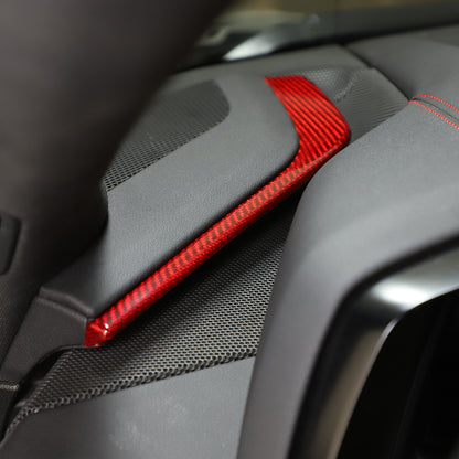 Red Real Carbon Fiber Center Side Instrument Trim For Corvette C8 20-25 US 3