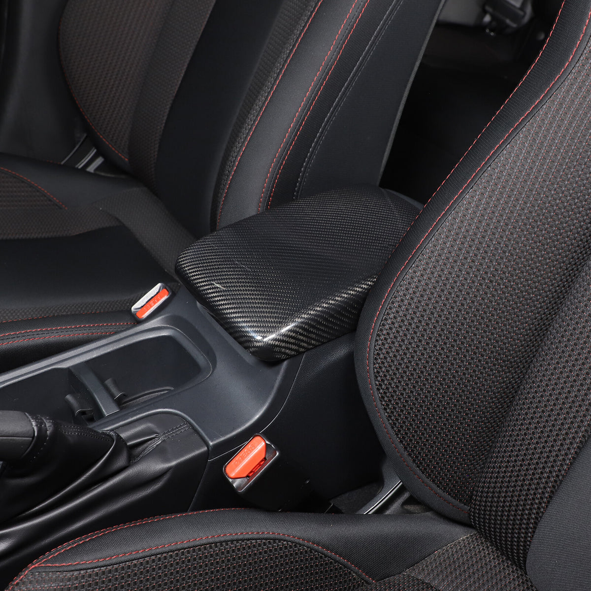 Real Carbon Fiber Center Armrest Storage Box Cover Trim For Subaru WRX VB 22-24 10