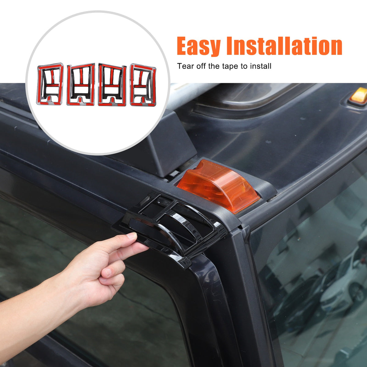 Piano Black Front & Rear Roof Light Guard Cover Trim Set For Hummer H2 03-09 US 11