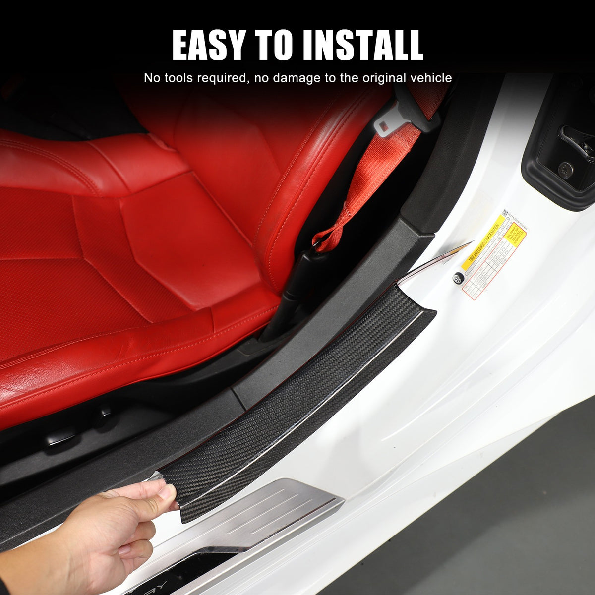 Real Carbon Fiber Interior Door Sill Plate Rear Trim For Corvette C8 2020+ US 8