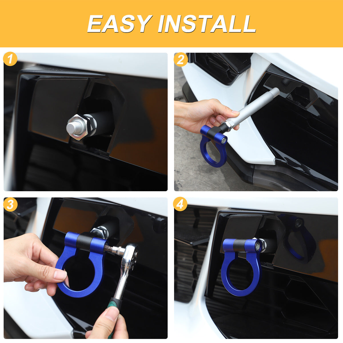 Front Bumper Trailer Track Racing Aluminum Tow Hook Ring For Corvette C8 20+ US 5