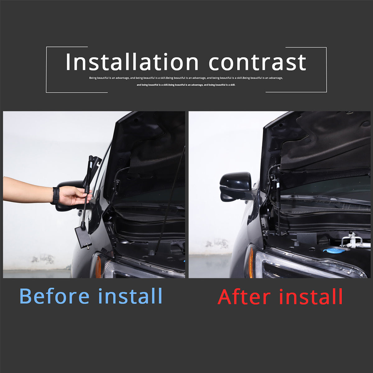 Black Steel Front Hood Lift Support Corner Cover Trim For Honda Pilot 2016-22 US 14