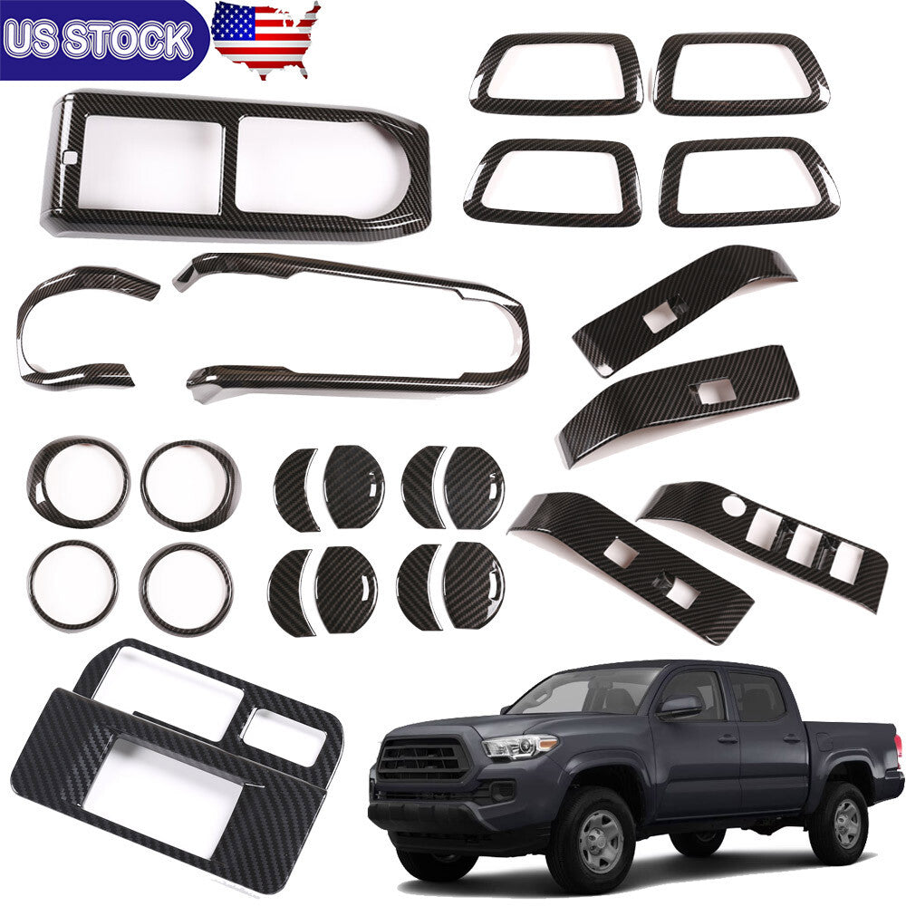 Carbon ABS Full Interior Center Console Kit Cover Trim Set For Toyota Tacoma 16+ 1