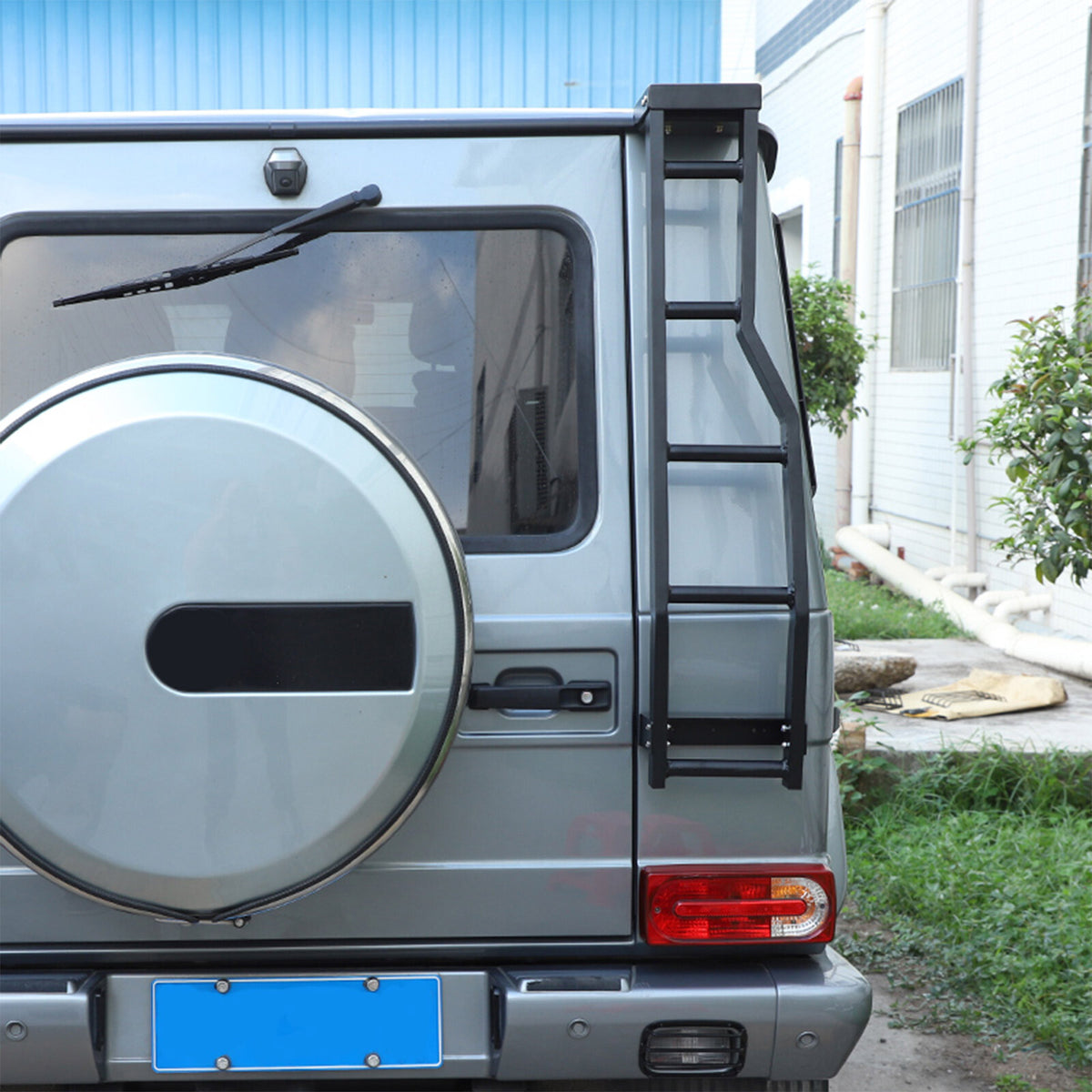 Black Alloy Tailgate Right Side Roof Access Ladder For Benz G-Class 2004-2018 5